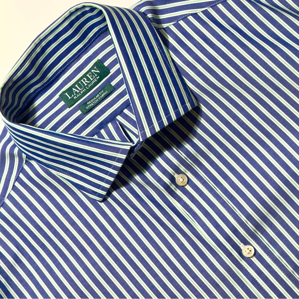 Lauren Ralph Lauren Blue & White Stripe Men's Dress Shirt